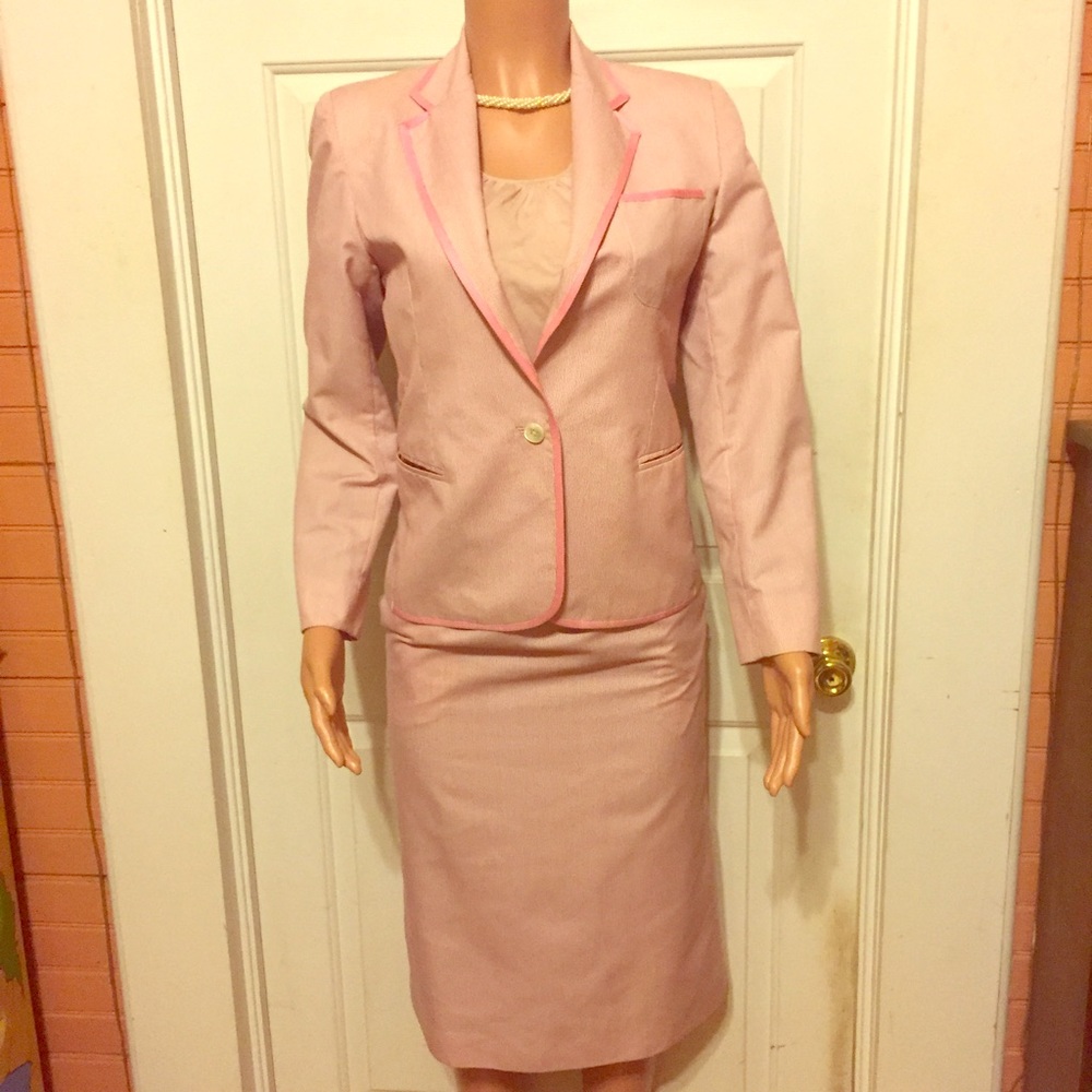 Vintage Pink Seersucker Skirt Suit 10